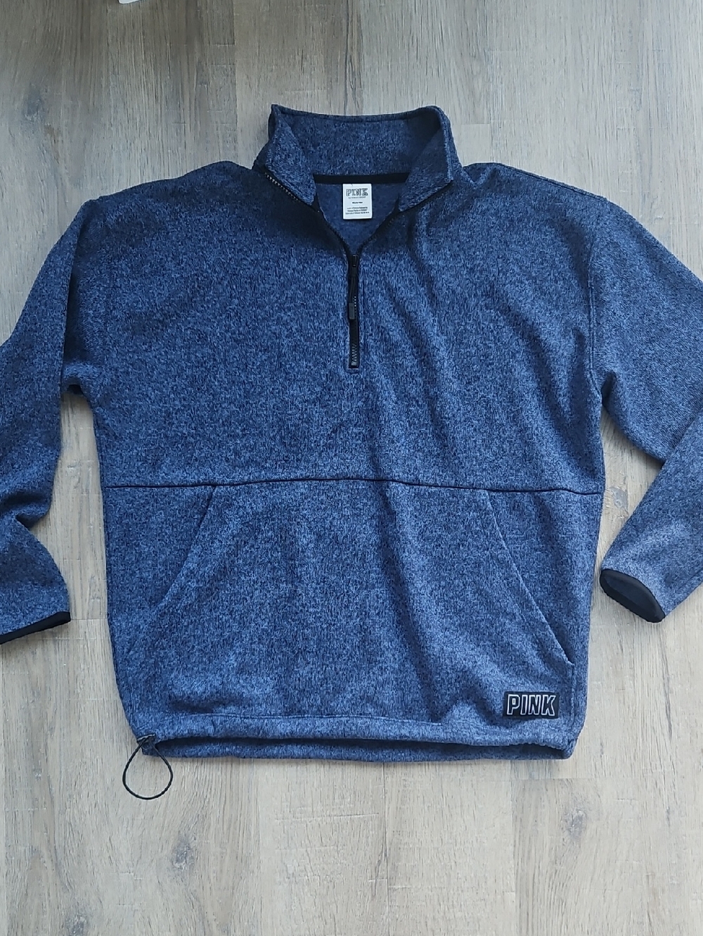 Victoria's Secret PINK Heathered Navy Blue Quarter-Zip Pullover